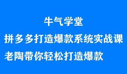 牛气学堂拼多多打造爆款系统实战课，老陶带你轻松打造爆款-知一项目网