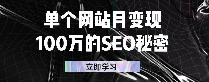 单个网站月变现100万的SEO秘密，百分百做出赚钱站点-知一项目网