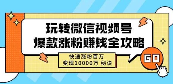 玩转微信视频号爆款涨粉赚钱全攻略，快速涨粉百万变现万元秘诀-知一项目网