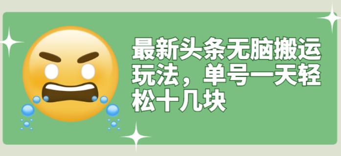 最新头条无脑搬运玩法，单号一天轻松十几块【视频教程 搬运软件】-知一项目网