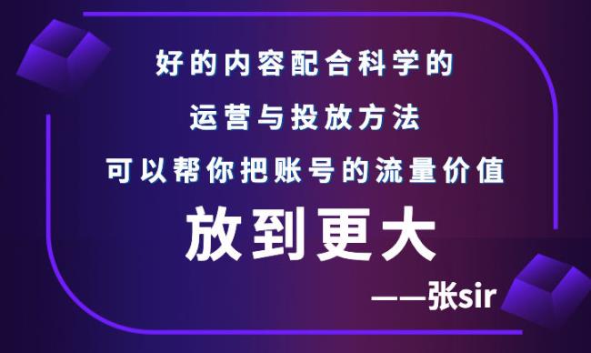 张sir账号流量增长课，告别海王流量，让你的流量更精准-知一项目网