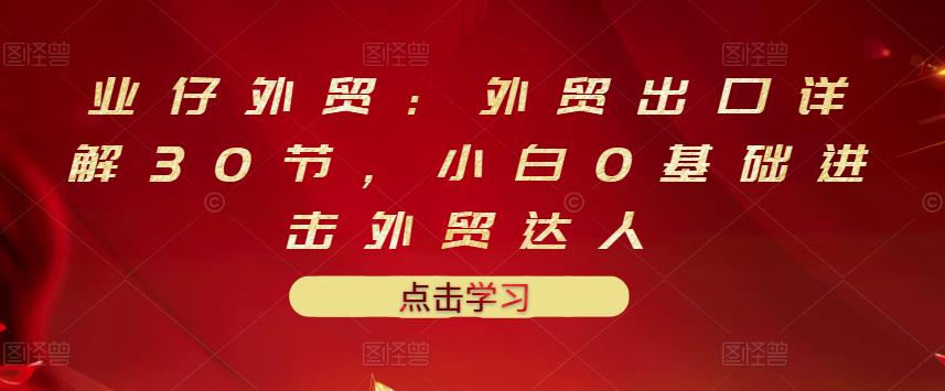 业仔外贸：外贸出口详解30节，小白0基础进击外贸达人 价值666元-知一项目网