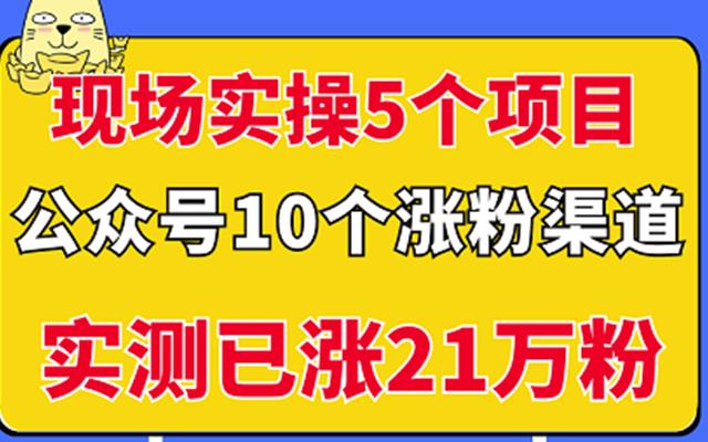 现场实操5个公众号项目，10个涨粉渠道，实测已涨21万粉！-知一项目网