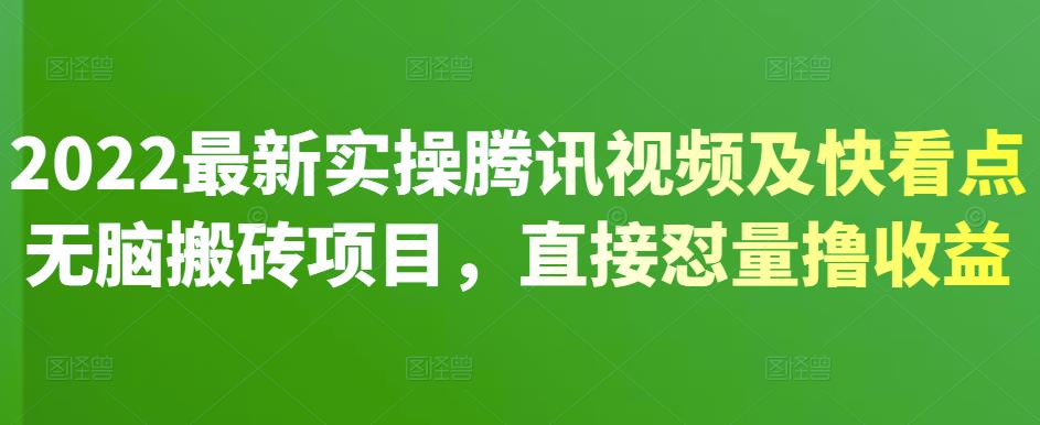 2022最新实操腾讯视频及快看点无脑搬砖项目，直接怼量撸收益-知一项目网