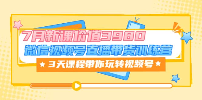 微信视频号直播带货训练营，3天课程带你玩转视频号：7月新课价值3980-知一项目网