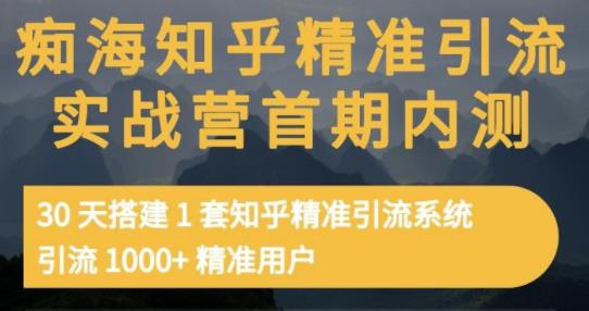 痴海知乎精准引流实战营1-2期，30天搭建1套知乎精准引流系统，引流1000 精准用户-知一项目网