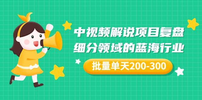 某付费文章：中视频解说项目复盘：细分领域的蓝海行业 批量单天200-300收益-知一项目网