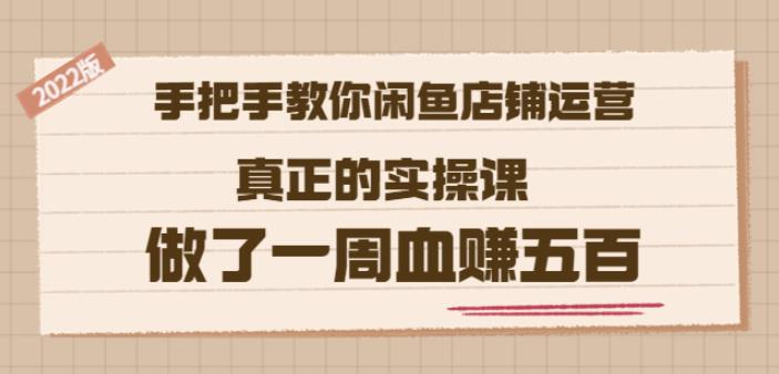 2022版《手把手教你闲鱼店铺运营》真正的实操课做了一周血赚五百(16节课)-知一项目网