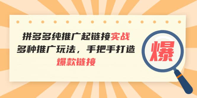 拼多多纯推广起链接实战：多种推广玩法，手把手打造爆款链接-知一项目网