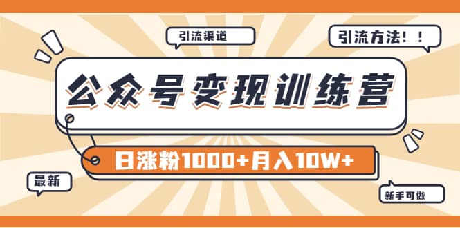 【某公众号变现营第二期】0成本日涨粉1000 让你月赚10W （8月24号更新）-知一项目网