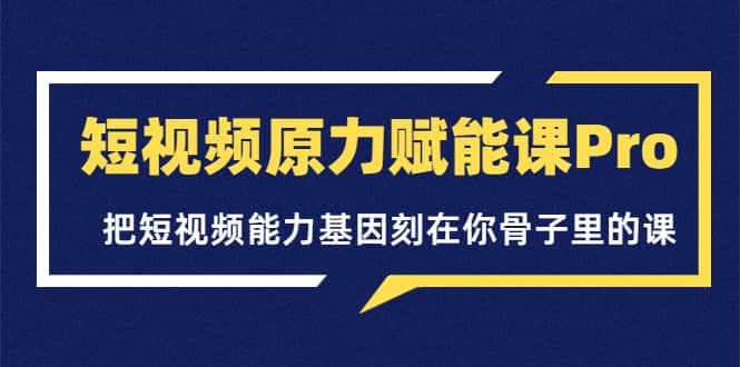 短视频原力赋能课Pro，把短视频能力基因刻在你骨子里的课（价值4999元）-知一项目网