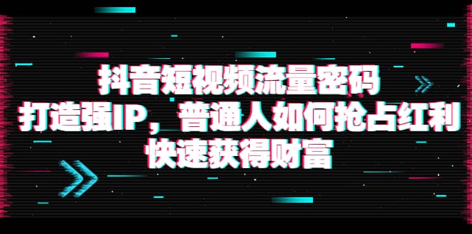 抖音短视频流量密码：打造强IP，普通人如何抢占红利，快速获得财富-知一项目网