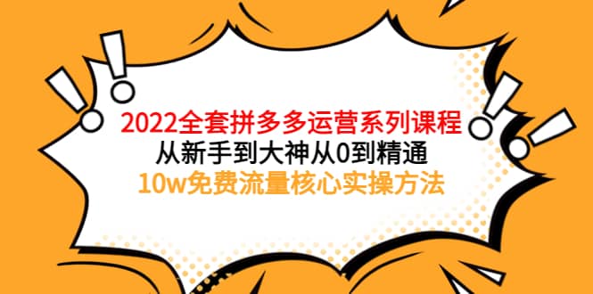 2022全套拼多多运营课程，从新手到大神从0到精通，10w免费流量核心实操方法-知一项目网