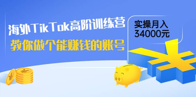 海外TikTok高阶训练营：教你做个能赚钱的账号，实操月入34000元！-知一项目网