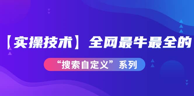 【实操技术】全网最牛最全的“搜索自定义”系列！价值698元-知一项目网