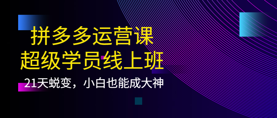 拼多多运营课：超级学员线上班，21天蜕变，小白也能成大神-知一项目网