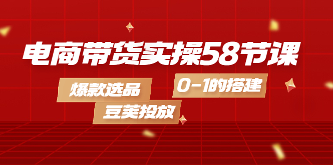 电商带货实操58节课，爆款选品，豆荚投放，0-1的搭建-知一项目网