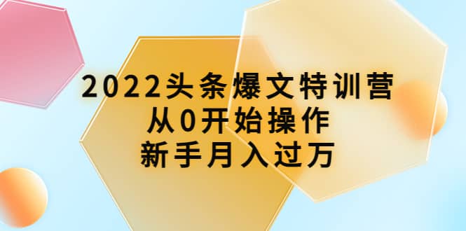 2022头条爆文特训营：从0开始操作，新手月入过万（16节课时）-知一项目网