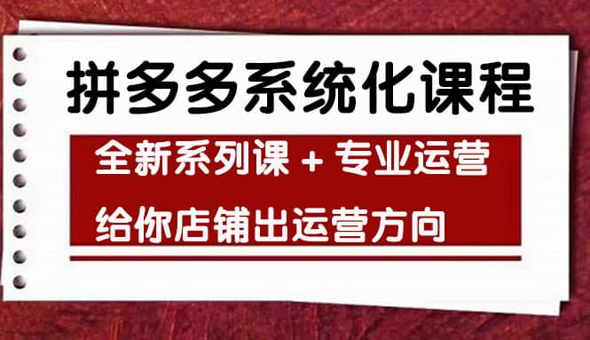 车神陪跑，拼多多系统化课程，全新系列课 专业运营给你店铺出运营方向-知一项目网