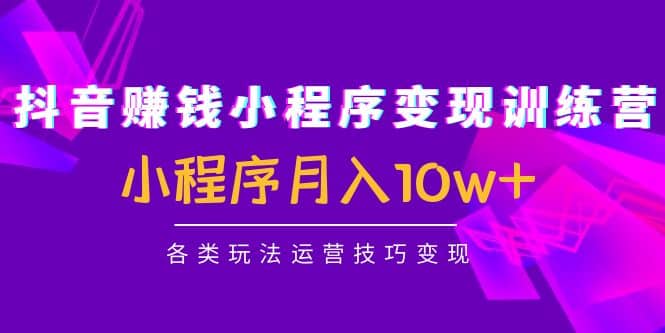 抖音小程序变现训练营：小程序各类玩法运营技巧变现-知一项目网