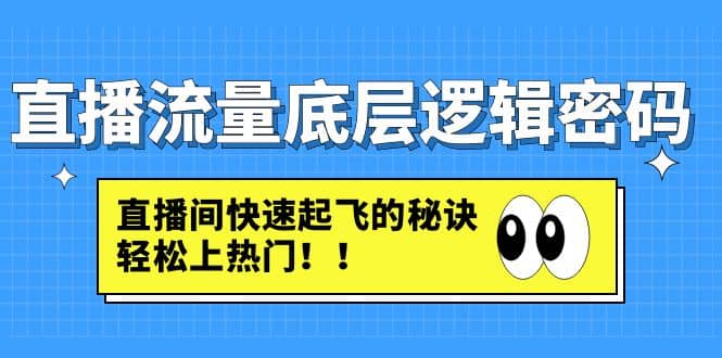 直播流量底层逻辑密码：直播间快速起飞的秘诀，轻松上热门-知一项目网