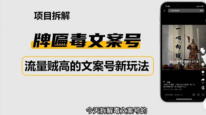 2023抖音快手毒文案新玩法，牌匾文案号，起号快易变现-知一项目网