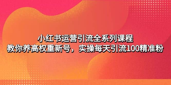 小红书运营引流全系列课程：教你养高权重新号-知一项目网