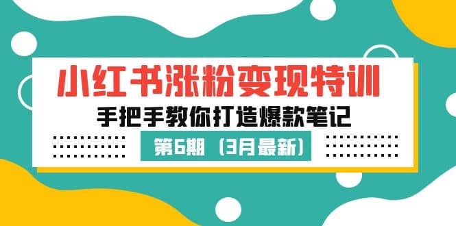 小红书涨粉变现特训·第6期，手把手教你打造爆款笔记（3月新课）-知一项目网