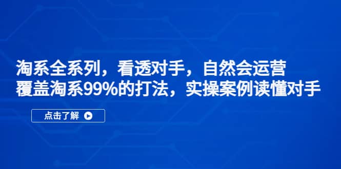 淘系全系列，看透对手，自然会运营，覆盖淘系99%·打法，实操案例读懂对手-知一项目网