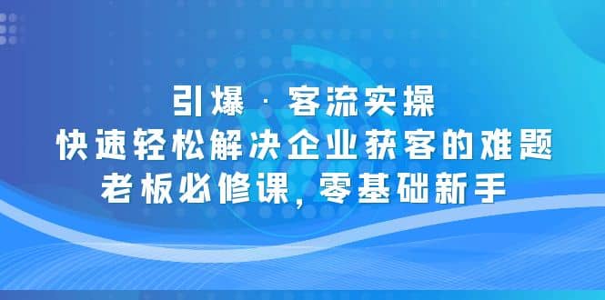 引爆·客流实操：快速轻松解决企业获客的难题，老板必修课，零基础新手-知一项目网