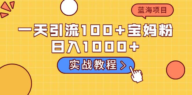 一天引流100 宝妈粉，日入1000 的蓝海项目（实战教程）-知一项目网