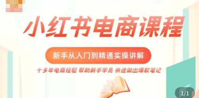 小红书电商新手入门到精通实操课，从入门到精通做爆款笔记，开店运营-知一项目网