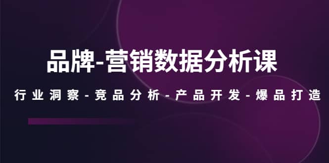 品牌-营销数据分析课，行业洞察-竞品分析-产品开发-爆品打造-知一项目网