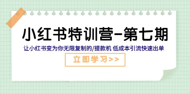 小红书特训营-第七期 让小红书变为你无限复制的/提款机 低成本引流快速出单-知一项目网