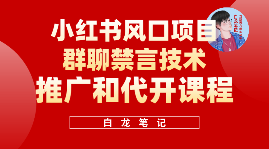 小红书风口项目日入300 ，小红书群聊禁言技术代开项目，适合新手操作-知一项目网