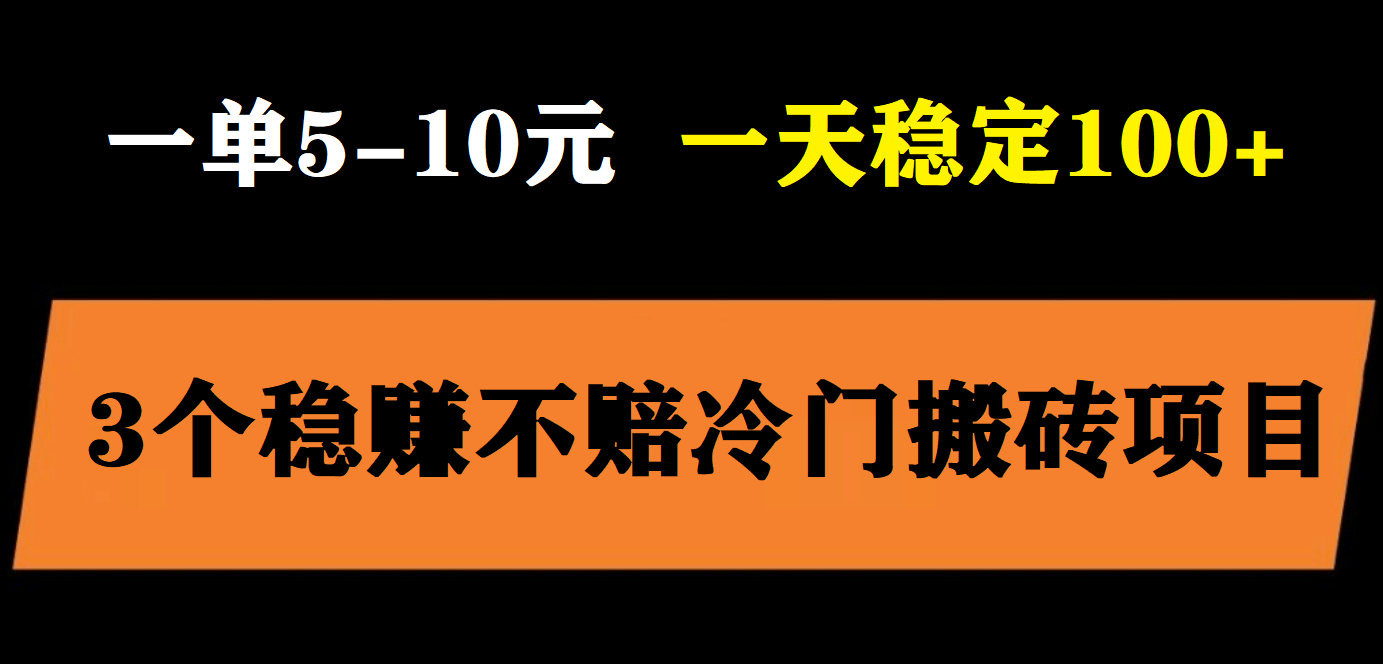 3个最新稳定的冷门搬砖项目，小白无脑照抄当日变现日入过百-知一项目网