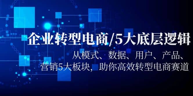 企业转型电商/5大底层逻辑，从模式 数据 用户 产品 营销5大板块，高效转型-知一项目网