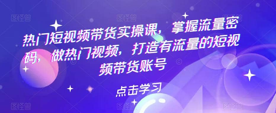 热门短视频带货实战 掌握流量密码 做热门视频 打造有流量的短视频带货账号-知一项目网