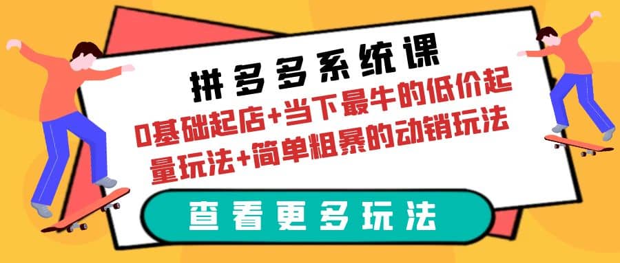 拼多多系统课：0基础起店 当下最牛的低价起量玩法 简单粗暴的动销玩法-知一项目网