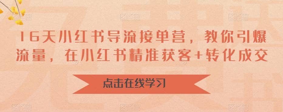 16天-小红书 导流接单营，教你引爆流量，在小红书精准获客 转化成交-知一项目网