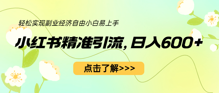 小红书精准引流，小白日入600 ，轻松实现副业经济自由（教程 1153G资源）-知一项目网