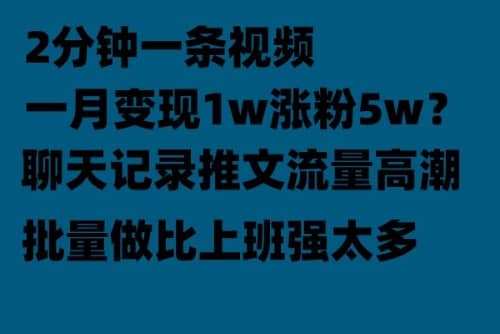 聊天记录推文！！！月入1w轻轻松松，上厕所的时间就做了-知一项目网