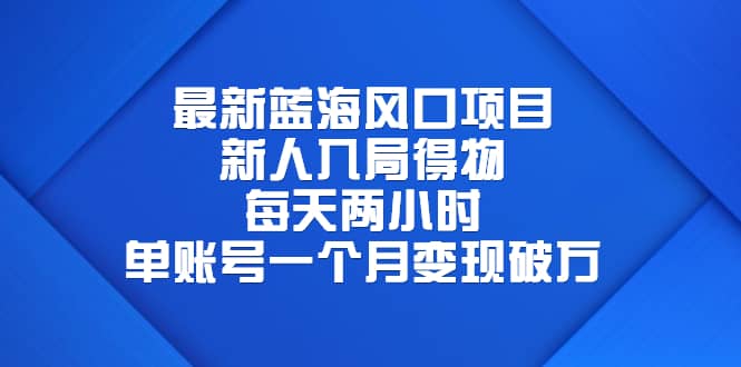 最新蓝海风口项目，新人入局得物，每天两小时，单账号一个月变现破万-知一项目网