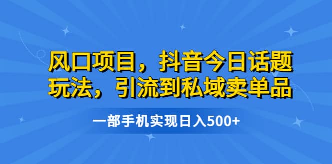 风口项目，抖音今日话题玩法，引流到私域卖单品，一部手机实现日入500-知一项目网