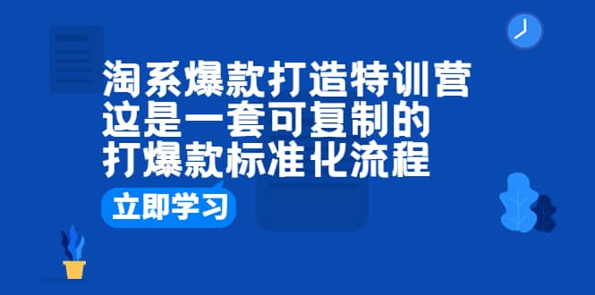 淘系爆款打造特训营：这是一套可复制的打爆款标准化流程-知一项目网