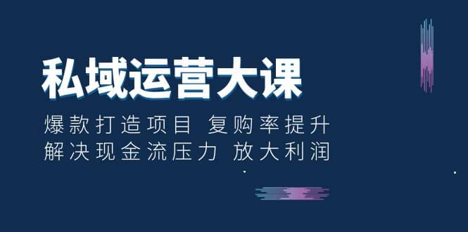 私域运营大课：爆款打造项目 复购率提升 解决现金流压力 放大利润-知一项目网