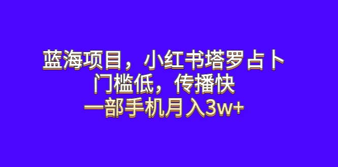 蓝海项目，小红书塔罗占卜，门槛低，传播快，一部手机月入3w-知一项目网