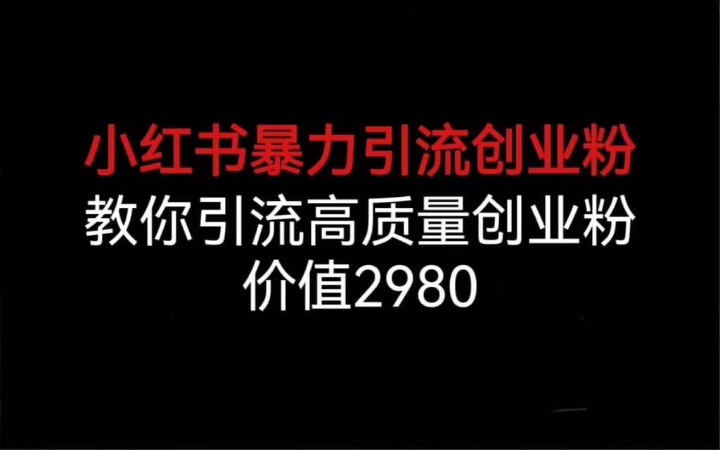 小红书暴力引流创业粉，教你引流高质量创业粉，价值2980-知一项目网