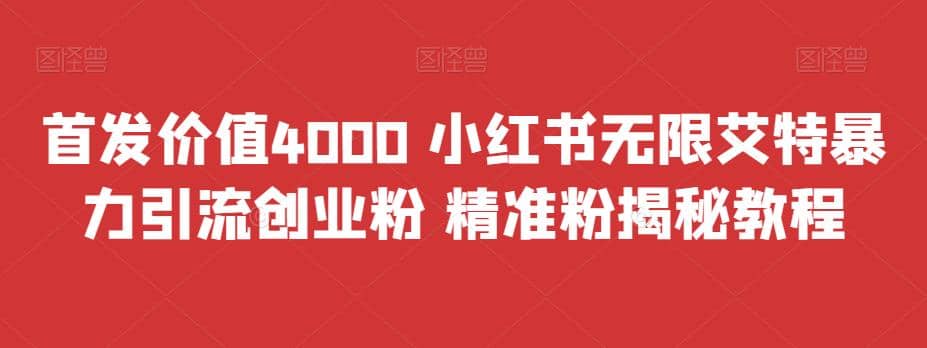 首发价值4000 小红书无限艾特暴力引流创业粉 精准粉揭秘教程-知一项目网