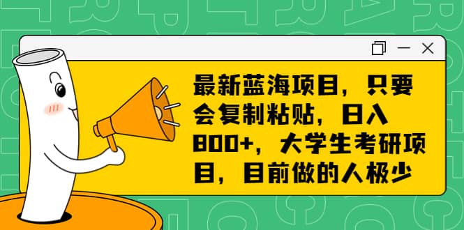 最新蓝海项目，只要会复制粘贴，日入800 ，大学生考研项目，目前做的人极少-知一项目网